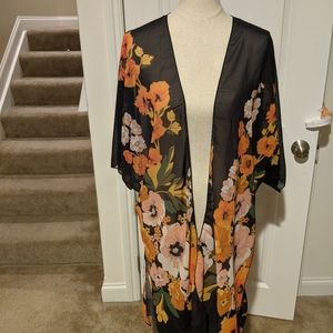 NWT Hibluco Women's Printed Kimono Cover Up Cardigan Sheer Swimsuit Cover Up XL